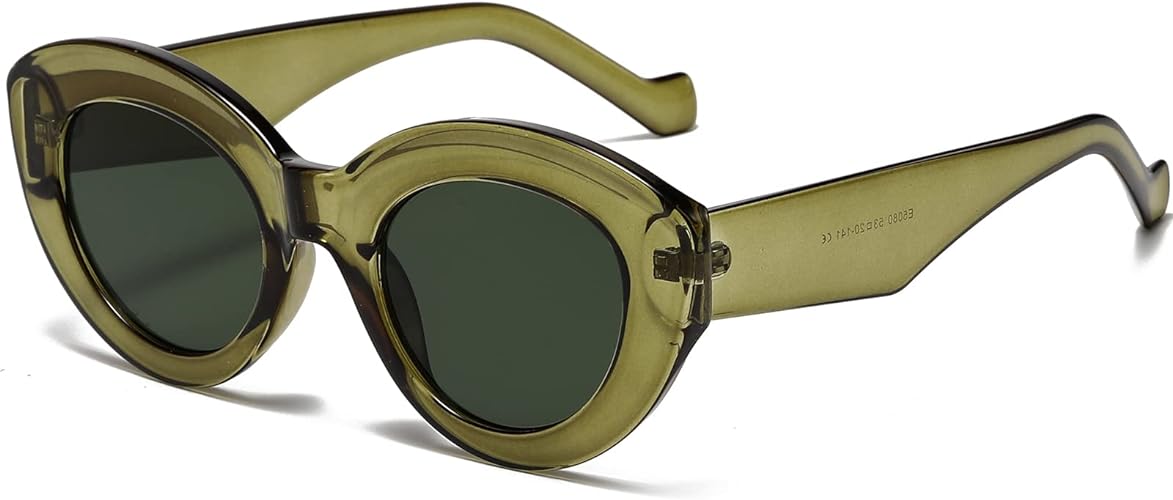 AIEYEZO Oversized Cat Eye Sunglasses for Women Cute Oval Thick Frame Cateye Sun Glasses Chic Retro Style Shades