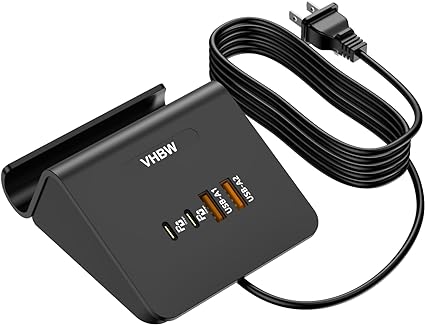 USB C Charger Block 25W,VHBW 4 Port Multi USB Fast Charging Station for iPhone 14/13/12,Samsung Galaxy S23/S22/S21,etc (4USB-2A2C-Black)