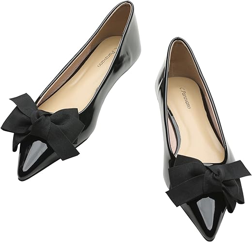 C.Paravano Women's Flats I Ballet Flats for Women I Pointed Toe Flats for Women I Bow Knot Flats Shoes Women I Slip on Flats