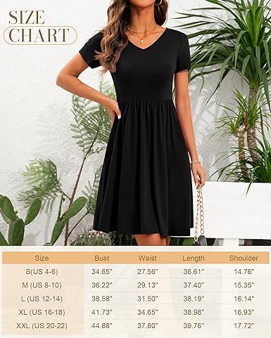 Huukeay 3 Pack Women's Empire Waist Dresses Short Sleeve V Neck Swing Pleated Dress with Pockets