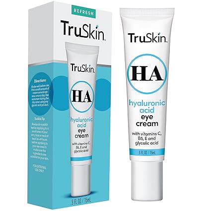 TruSkin Eye Cream for Dark Circles and Puffiness - With Hyaluronic Acid, Glycolic Acid, Vitamins C, B5 & E to Hydrate Delicate Under Eye Skin - Dark Circles Under Eye Cream for Women, 0.5 fl oz