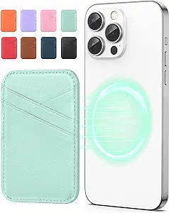 Magnetic Card Wallet Holder, Miroddi for MagSafe Wallet Genuine Leather Magnetic Wallet for iPhone 15/14/13/12 Series, Card Holder for Back of iPhone Apple MagSafe Wallet, Not for 12/13 mini