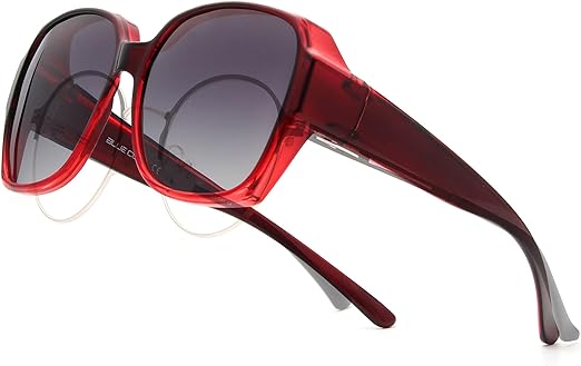 BLUE CUT Fit Over Polarized Sunglasses For Women Stylish Solar Shield Clip-On Over Prescription Glasses