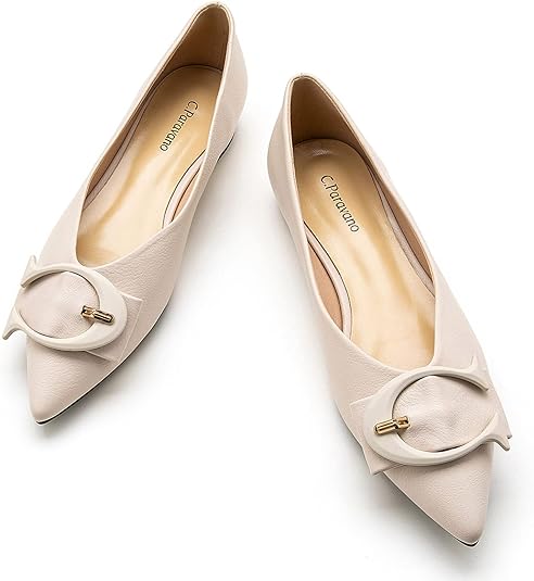 C.Paravano Flat Shoes for Women | Ballet Shoes | Pointed Toe Flats | Leather Flats for Women | Comfortable Slip on Women's Flats | Work Flats for Women