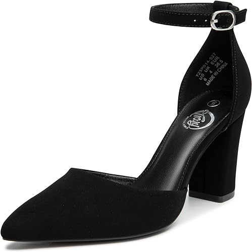 Trary Women's Heels,Women's Pumps,Black Nude Heels for Women,Chunky Heels for Women,Closed Toe Heels for Women,High Platform Heels，Pointed Toe Dress Office Wedding Shoes for Women