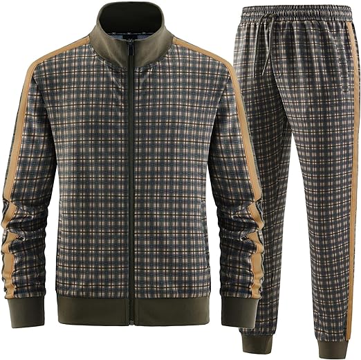 ANOTWENER Men's Track Suits 2 Piece Stand-up Collar Long Sleeve with Double Side Pockets Jacket and Sweatpants