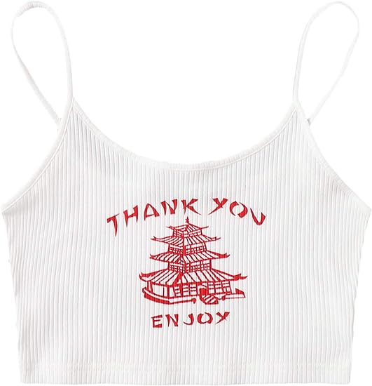 Floerns Women's Sleeveless Camisole Letter Print Crop Cami Top