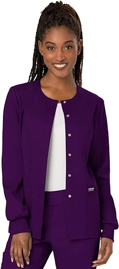 Cherokee Snap Front Scrub Jackets for Women, Workwear Revolution Soft Stretch WW310