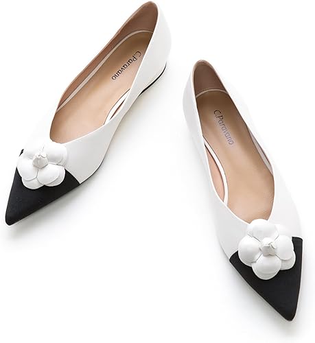 C.Paravano Women’s Flats I Slip on Ballet Flats I Pointed Toe Flats for Women I Two Tone Flats I Leather Flats Shoes Women I Womens Designer Flats