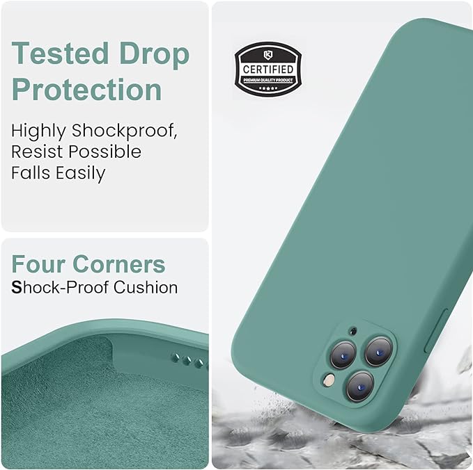Vooii Compatible with iPhone 11 Pro Max Case, Upgraded Liquid Silicone with [Square Edges] [Camera Protection] [Soft Anti-Scratch Microfiber Lining] Phone Case for iPhone 11 Pro Max - Pine Green