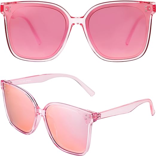 Trendy TAC Polarized Square Sunglasses for Women Men, Oversized Lightweight TR90 Frame UV400 Protection