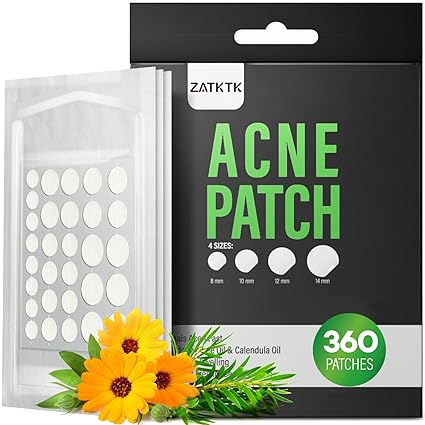 Pimple Patch (360 Counts 4 Sizes), Hydrocolliod Acne Patch for Face, Invisible Zit Patch with Tea Tree Oil & Calendula Oil, Blemish Patch, Vegan and Cruelty Free