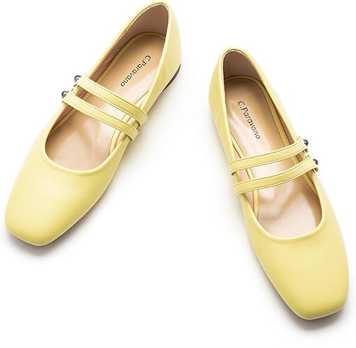 C.Paravano Mary Jane Shoes for Women | Women Flats | Womens Square Toe Flats | Leather Mary Jane