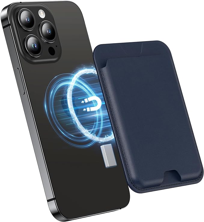 Kimguard for MagSafe Wallet, Magnetic New-Upgrade Card Wallet Holder, Easy to Take Card Strong Magnet Slim Wallet for iPhone 15/14/13/12 Series, Navy