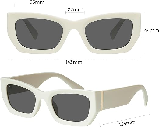 mosanana Retro Rectangle Cat Eye Polarized Sunglasses for Women Chunky Style MS52370