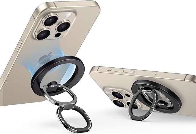 ESR for MagSafe Ring Holder (HaloLock), Magnetic Phone Ring Holder Compatible with MagSafe Phone Grip, Magnetic Phone Grip with Adjustable Stand for iPhone 15/14/13/12, Black