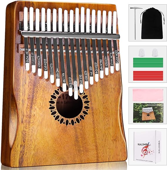 Kalimba Thumb Piano 17 Keys, Portable Mbira Finger Piano Gifts for Kids and Adults Beginners
