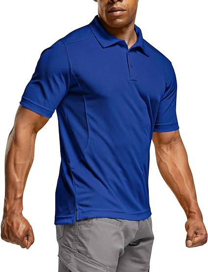 CQR Men's Polo Shirt, Long and Short Sleeve Tactical Shirts, Dry Fit Lightweight Golf Shirts, Outdoor UPF 50+ Pique Shirt