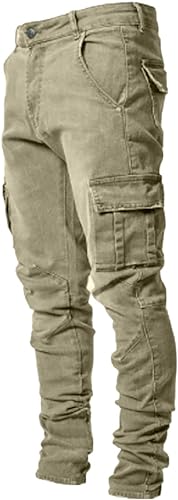 HUNGSON Men's Slim Fit Stretch Jeans Ripped Skinny Jeans for Men, Distressed Straight Leg Fashion Comfort Flex Waist Pants