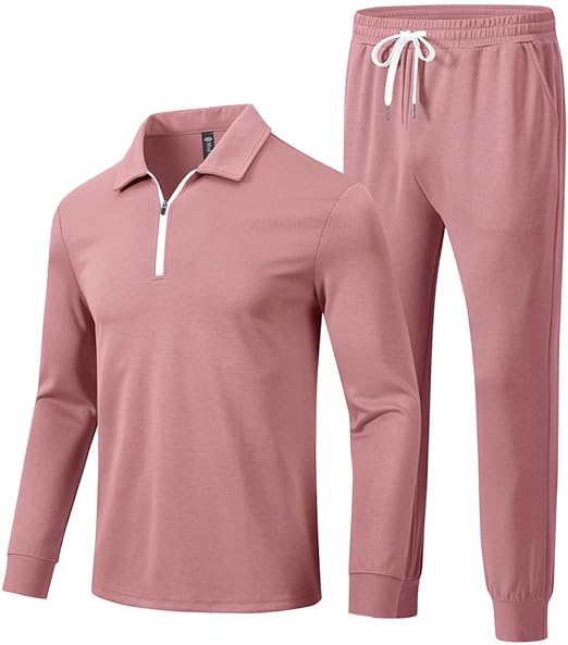 MoFiz Men's Tracksuit 2 Piece Sweatsuit Track Suit 1/4 Zip Long Sleeve Tops Jogging Pants Casual Outfits For Men