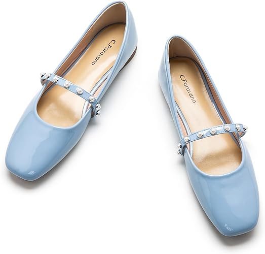 C.Paravano Mary Jane Shoes for Women | Women Flats | Womens Square Toe Flats | Leather Mary Jane