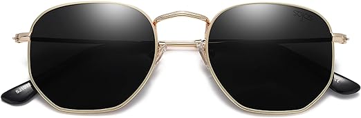 SOJOS Square Polarized Sunglasses for Women Men Small Hexagonal Polygon Mirrored Lens SJ1072