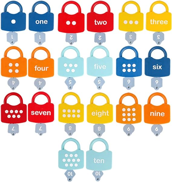 Kids Learning Locks with Keys, 123 Dots Numbers Matching and Counting Toys, Montessori Educational Toys for Toddlers Boys Girls