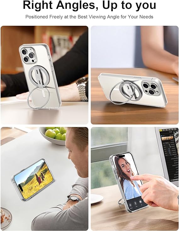 EWA MagOne 2nd Gen [Compatible with MagSafe] Phone Grip Stand with Replaceable Silicone Finger Strap, Removable Magnetic Ring Holder Kickstand Loop, Accessories for iPhone 15, 14, 13 Pro/Max/Plus