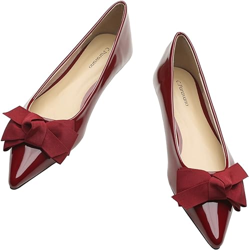 C.Paravano Women's Flats I Ballet Flats for Women I Pointed Toe Flats for Women I Bow Knot Flats Shoes Women I Slip on Flats