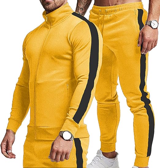TEZO Men's Casual Active Tracksuits Full Zip Sports Jogging Suits Sets Athletic Running 2 Piece Sweatsuits with Zip Pockets