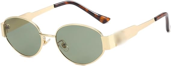 IDOTTA Retro Oval Sunglasses for Women Men Rectangle Trendy Metal Frame Shade UV400 Protection Sun Glasses