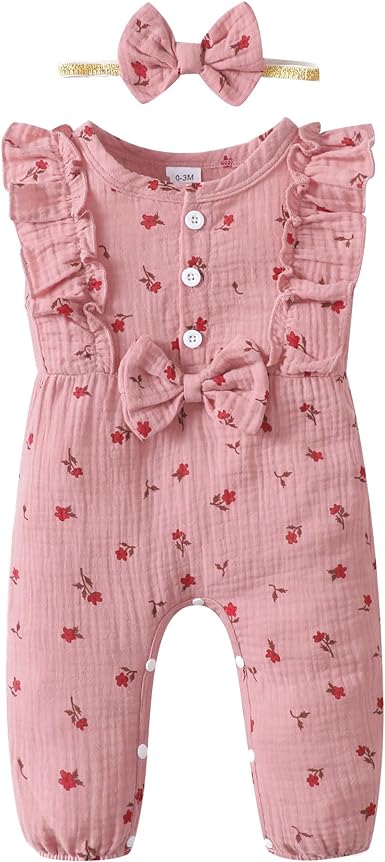 Mioglrie Newborn Baby Girl Clothes One Piece Jumpsuits Clothes Short Sleeve Rompers Summer Clothes for Baby