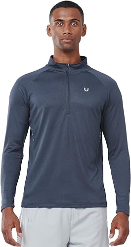 NORTHYARD Men's Running Shirt Long Sleeve Performance Zip Pullover Quick Dry Athletic Workout Shirts UPF 50+