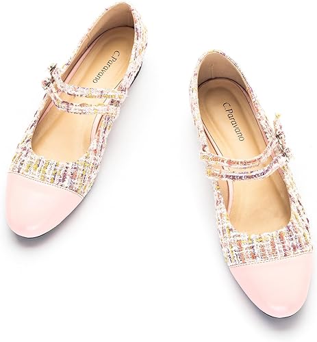 C.Paravano Mary Jane Shoes for Women | Women's Flats | Round Toe Mary Jane Flats | Dress Flats Shoes | Women Slip On Ballet Flats