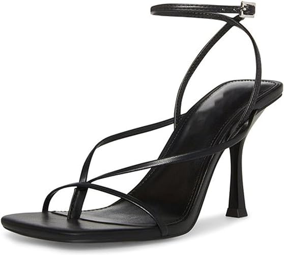 Strappy Heels for Women Square Toe Thong Heels Ankle Strap Stiletto Heeled Sandals