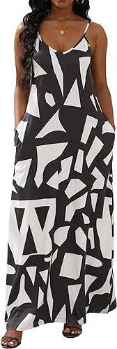 vunahzma Womens Casual Fashion Sleeveless Plus Size Loose Long Sexy Maxi Dress with Pockets