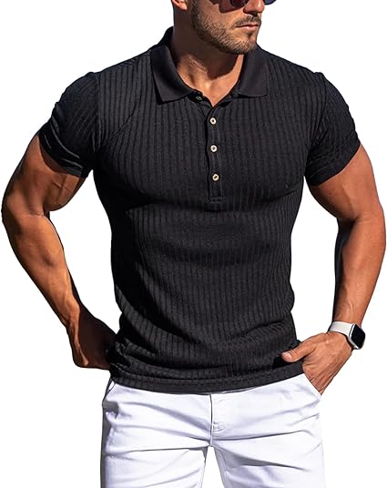 Muscle Polo Shirts for Men Slim Fit Short Sleeve Golf Shirts Men Dry Fit Shirts Casual Stylish Clothes