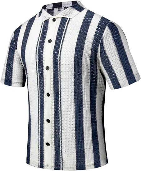 GINGTTO Mens Knit Polo Shirts Short Sleeve Button Down Beach Polo Shirts for Men Vintage