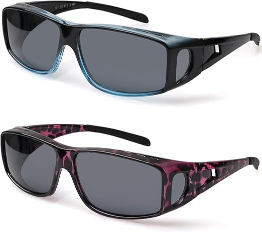 Yogo Vision Fit Over Wrap Sunglasses Polarized Lens Wear Over Eyeglasses 100% UV Protection for Men and Women