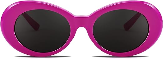 FEISEDY Sunglasses White Oval Clout Goggles for Women Men Retro Round Trendy Rimmed Clueless Costume Frame B2253