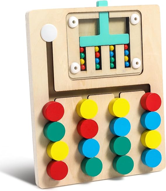 Montessori Toys for 2 3 4 Year Old, Wooden Color Matching Puzzle Toy for Kids, Brain Teasers Logic Game Preschool Educational Learning Toys for Boys Girls Age 3 4 5 6 7, Great Toddlers Birthday Gift