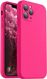 Vooii Compatible with iPhone 11 Pro Max Case, Upgraded Liquid Silicone with [Square Edges] [Camera Protection] [Soft Anti-Scratch Microfiber Lining] Phone Case for iPhone 11 Pro Max - Hot Pink