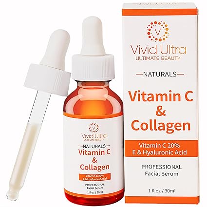 Vivid Ultra Vitamin C Face Serum – Skin Care Serum with Vitamin C, Collagen, Hyaluronic Acid, Green Tea, Vitamin E – for Firming Face & Brightening Dark Spot - Anti Aging Serum, Anti Wrinkle & Acne