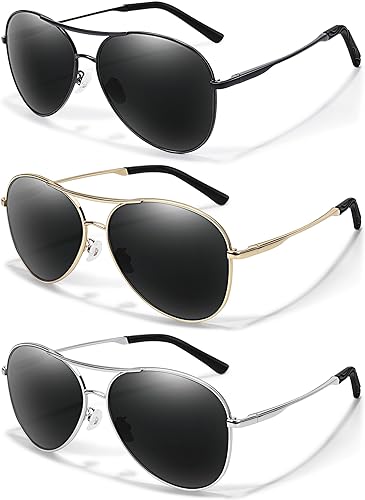 BOTPOV Aviator Sunglasses for Men Women Polarized UV400 Protection Mirrored Lens Metal Frame with Spring Hinges…