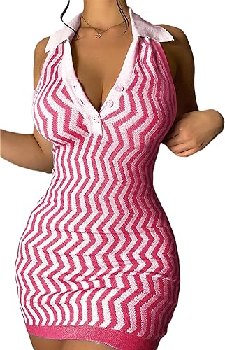acelyn Womens Sexy Dress Bodycon Sleeveless V Neck Tank Sweater Mini Dress