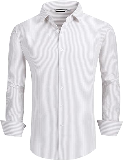 Alex Vando Mens Seersucker Dress Shirts Striped Casual Shirts for Men
