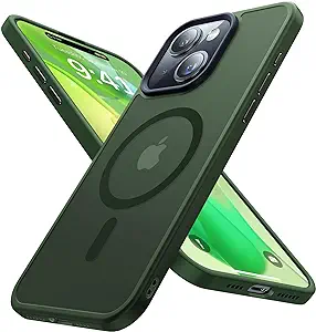 Strong Magnetic for iPhone 15 Case [Compatible with MagSafe] [Military-Grade Drop Tested] Shockproof Protective Slim Translucent Matte Phone Case for iPhone 15 Phone Case, Green