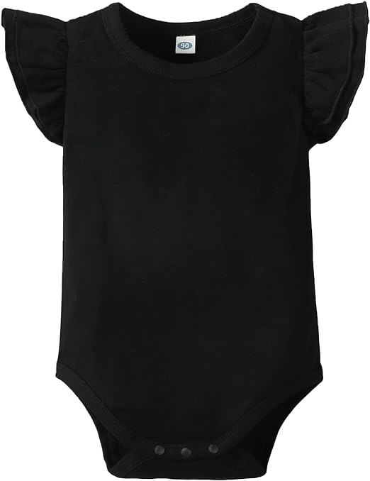 LYSMuch Baby Girls Ruffle Sleeves Bodysuit Infant Solid Color Top Jumpsuit