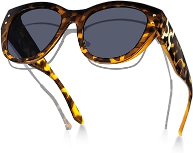 Meeloog Polarized Sunglasses Fit Over Glasses For Women, Trendy Round Sun Glasses Lightweight Wrap Around Shades MST0080