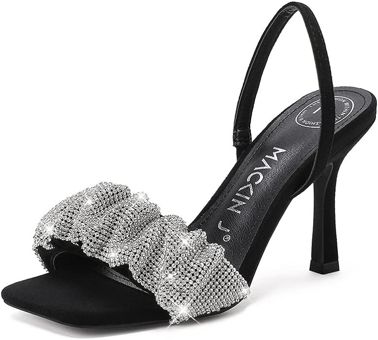 MACKIN J 294-27 Women's Square Toe Sandal Slingback Slip on Kitten Heel Pumps